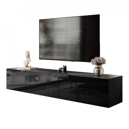 Comoda TV Alixton, PAL laminat, negru, 36 x 100 x 40 cm