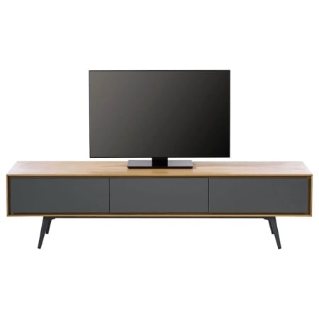 Comoda TV Danica, MDF/metal, natur/gri inchis mat, 180 x 45 x 40 cm