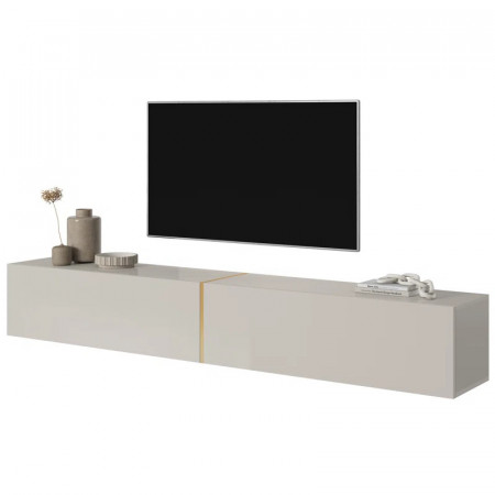 Comoda TV Heshum, lemn, gri/auriu, 30 x 200 x 31,6 cm