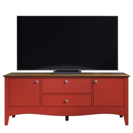 Comoda TV Lissabon, lemn masiv de pin, rosu, 140 x 58 x 42 cm