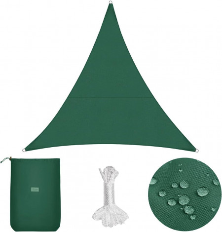 Copertina de protectie solara Sekey, verde, poliester/poliuretan/metal, 3 x 3 x 3 m