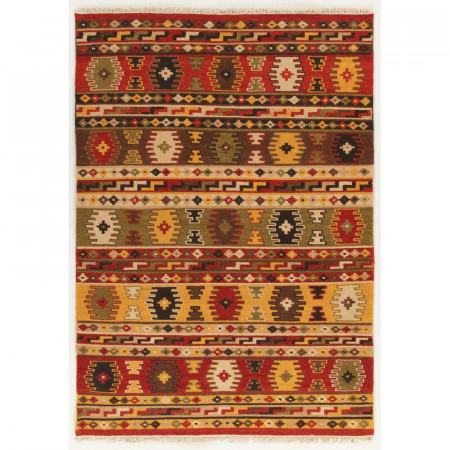 Covor Kilim realizat manual din lana/bumbac, multicolor, 60 x 120 cm - Img 1