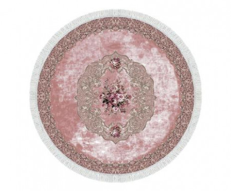 Covor rotund Atlanta, textil, roz, 100 cm - Img 1