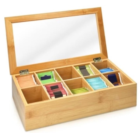 Cutie ceai 10 compartimente Navaris, 36 x 20 x 9 cm, Resigilat, Grad A - Img 1