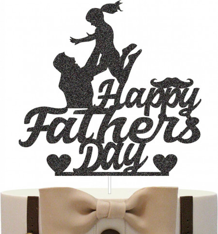 Decoratiune pentru tort "Happy Father's Day" Generic, hartie, negru, 14.4 x 13.7 cm