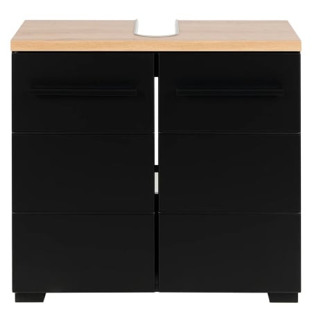 Dulap pentru lavoar Wyntoon, MDF/PAL, negru/natur, 60 x 57 x 31 cm