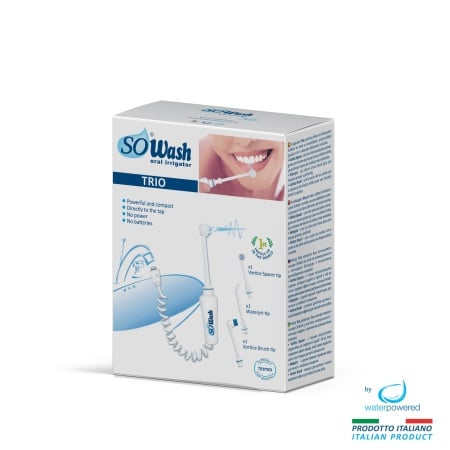 Dus bucal portabil So Wash Trio, cu 3 capete: periuta, hidropulsor cu 3 jeturi, irigator intradentar