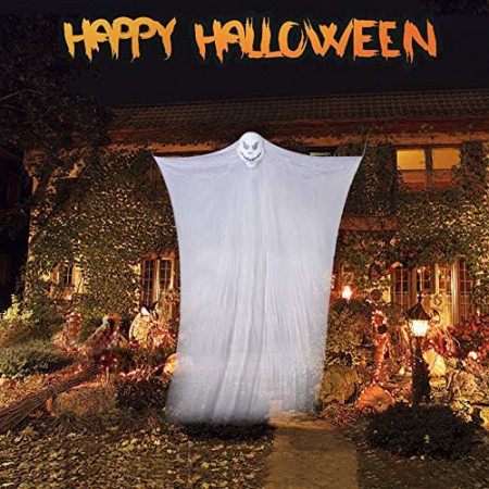 Fantoma plutitoare Halloween Idefair, textil, alb, 3,3 x 2m - Img 1