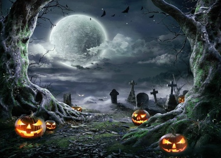 Fundal foto pentru Halloween Aiikes, vinil, multicolor, 240 x 180 cm