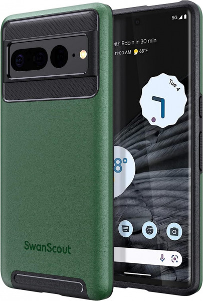Husa de protectie cu strat dublu pentru Google Pixel 7 Pro SwanScout, verde, policarbonat, 6,7 inchi