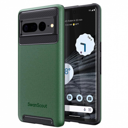 Husa de protectie cu strat dublu pentru Google Pixel 7 Pro SwanScout, verde, policarbonat, 6,7 inchi