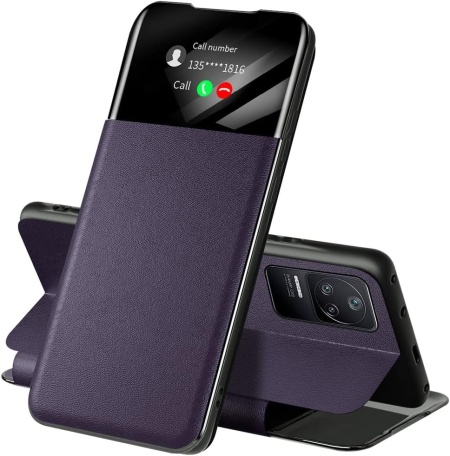 Husa de protectie flip pentru Xiaomi Poco F4 5G Atisijie, piele PU/silicon, violet, 6,67 inchi