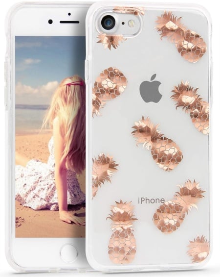 Husa de protectie pentru iPhone 7/iPhone 8/iPhone SE (2020) Imikoko, TPU, transparent/rose gold, 4,7 inchi