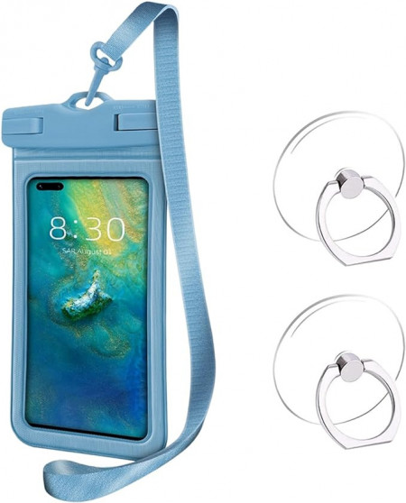 Husa impermeabila pentru telefon Helweet, plastic, albastru, 7,2 inchi