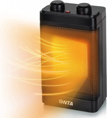 Incalzitor electric cu ventilator ONTA, metal/plastic, negru, 29,5 x 11,5 x 16 cm, 1500W