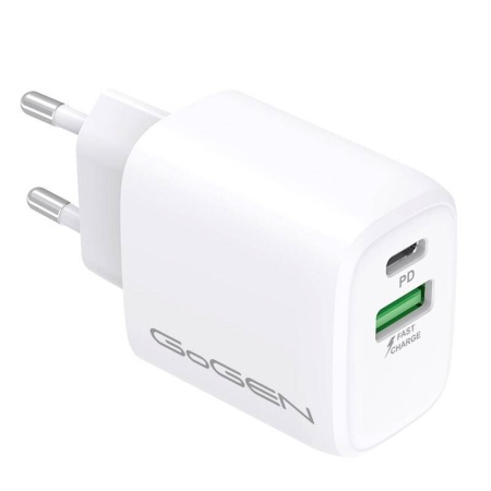 Incarcator de retea GoGEN ACHPDQ 220, 1 x USB-C 20W, 1 x USB-A 18W, alb - Img 1