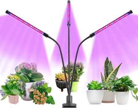 Lampa pentru cresterea plantelor Bustling, 3 lumini, LED, metal/plastic, negru