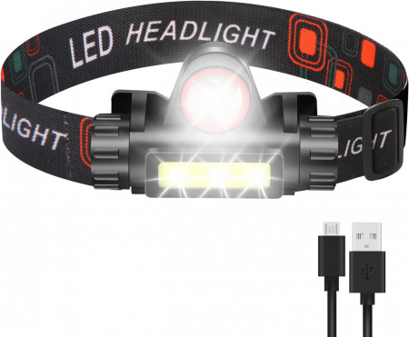 Lanterna pentru cap Cheandeul, LED, nailon/plastic, negru/alb/rosu