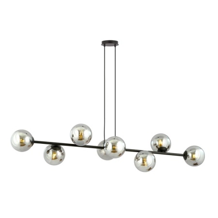 Lustra tip pendul Colbert, 8 lumini, metal/sticla, negru/transparent, 140 x 14 x 40-90 cm