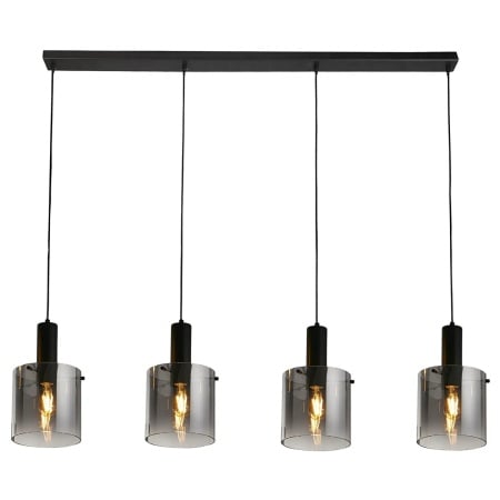 Lustra tip pendul Sweden, 4 lumini, metal/sticla, negru/gri fumuriu, 35 x 22 x 142 cm