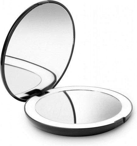 Oglinda de machiaj luminata Fancii, LED, negru, 1X/10 X, 12,7 cm - Img 1