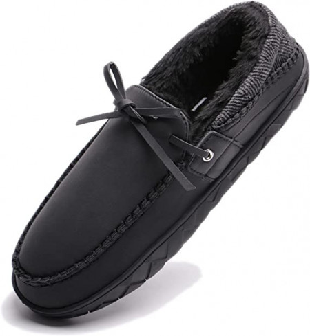 Papuci de camera TEGELE, textil/cauciuc, negru, 47
