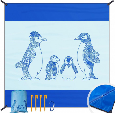 Patura pentru picnic DEWUR, poliester/nailon, albastru, 200 x 200 cm - Img 1