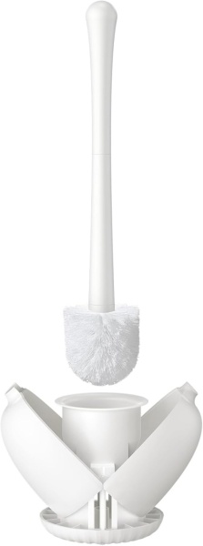 Perie de toaleta cu suport Sangfor, PP/silicon, alb, 14 x 44 cm
