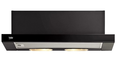 RESIGILAT – HOTA TELESCOPICA BEKO CTB6250B, Putere de absorbtie 420 mc/h, 1 Motor, 3 Trepte putere, 60 cm, Sticla neagra