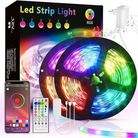 Rola de banda LED cu telecomanda AnyFace, plastic/poliester, multicolor, 10 m