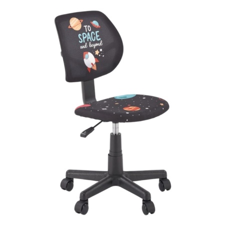 Scaun birou copii HM Bingo, stofa, baza polipropilena, inaltime reglabila, rotatie 360°, sarcina maxima 70 kg, negru