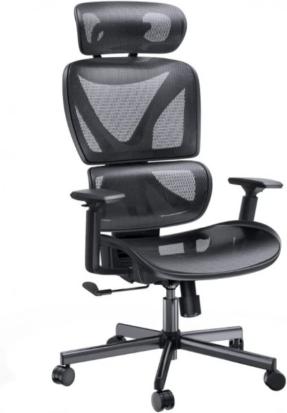 Scaun de birou ergonomic NOBLEWELL, plasa respirabila/burete, negru, 45.72 x 72.39 x 115 cm - Img 1