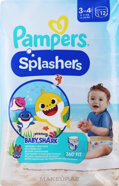 Scutece chilotel pentru apa Pampers Splashers Baby Shark Marimea 3, 6-11 kg, 12 buc, Resigilat, Grad A