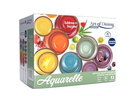 Serviciu de masa Art of Dining by Heinner Aquarelle, ceramica, 18 piese, Resigilat, Grad B