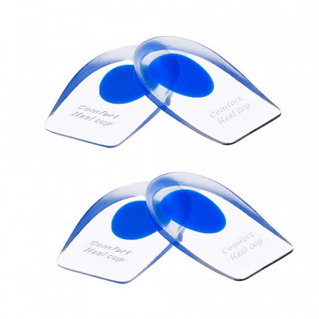 Set 2 perechi de branturi pentru calcaie Forepina, silicon, transparent/albastru, 10 x 5,8 x 2 cm