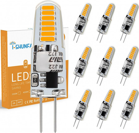 Set de 10 becuri I-SHUNFA, LED, G4, metal/silicon, 37,5 x 10,3 mm, 1,2W