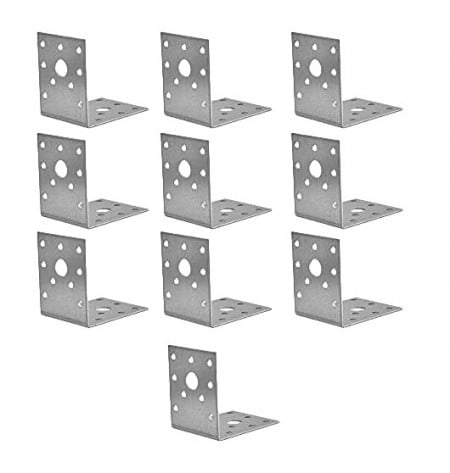 Set de 10 cleme pentru colturi GIRAFEDA, metal, argintiu, 65 x 65 x 53 x 2 mm