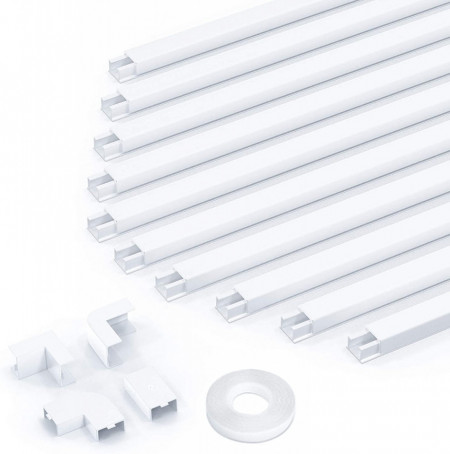 Set de 10 conducte autoadezive pentru mascare cabluri kinkaivy, PVC, alb, 40 x 1 x 1,5 cm - Img 1