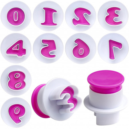 Set de 10 forme pentru biscuiti Hyber&amp;Cara, ABS, alb/roz, 30 x 10 mm