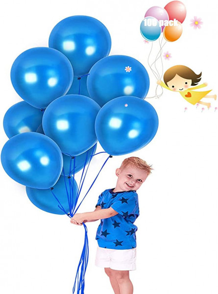 Set de 100 de baloane pentru petrecere JIASHA, latex, albastru, 30 cm - Img 1
