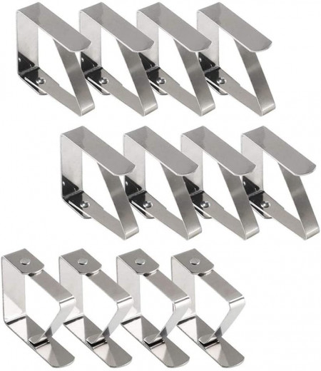 Set de 12 clipsuri pentru fata de masa Elion, metal, argintiu, 5 x 4 cm - Img 1