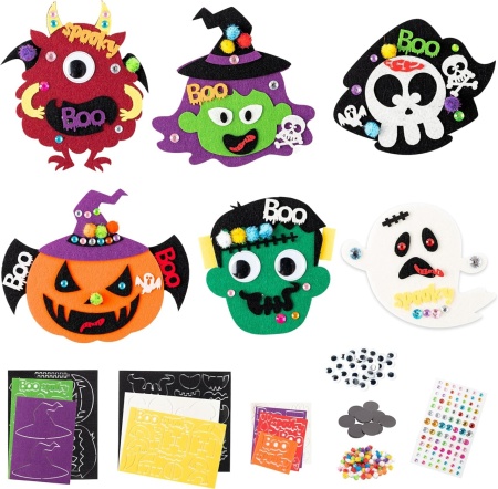 Set de 12 magneti pentru Halloween Haooryx, hartie/pasla/metal, multicolor