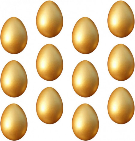Set de 12 oua pentru Paste Jojofuny, lemn, auriu, 6 x 4,5 cm