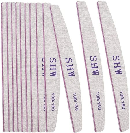 Set de 12 pile pentru unghii Xygk, gri/violet, 17,8 x 2,6 cm, granulatie 100/180