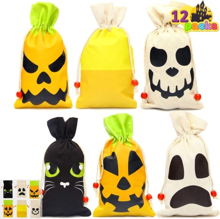 Set de 12 saci pentru Halloween Joyin, panza, multicolor, 21.5 x 12 cm