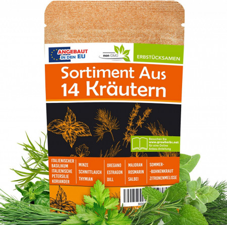 Set de 14 soiuri seminte de ierburi aromatice WaldLab, 4000 seminte, 20 g