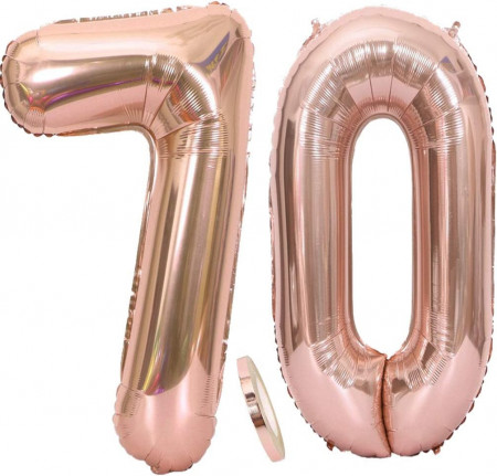 Set de 2 baloane pentru aniversare 70 ani Feelairy, folie, roz, 100 cm - Img 1