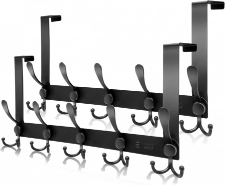 Set de 2 cuiere aboveShelf, metal, negru, 42 x 21 x 4.5 cm