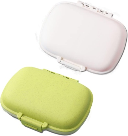 Set de 2 cutii pentru medicamente Fiawe, plastic, alb/verde, 10,9 x 7,9 cm