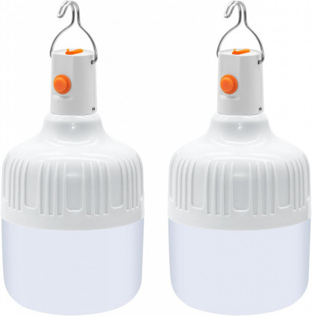 Set de 2 lampi pentru camping BoloShine, LED, metal/plastic, alb, 8 x 15 cm
